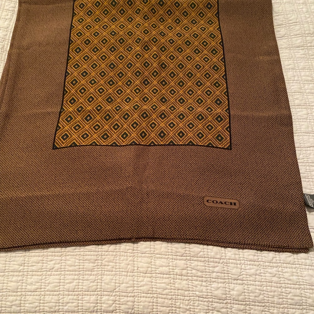 Coach Brown Shawl with Gold Geometric Accent - Picture 2 of 6